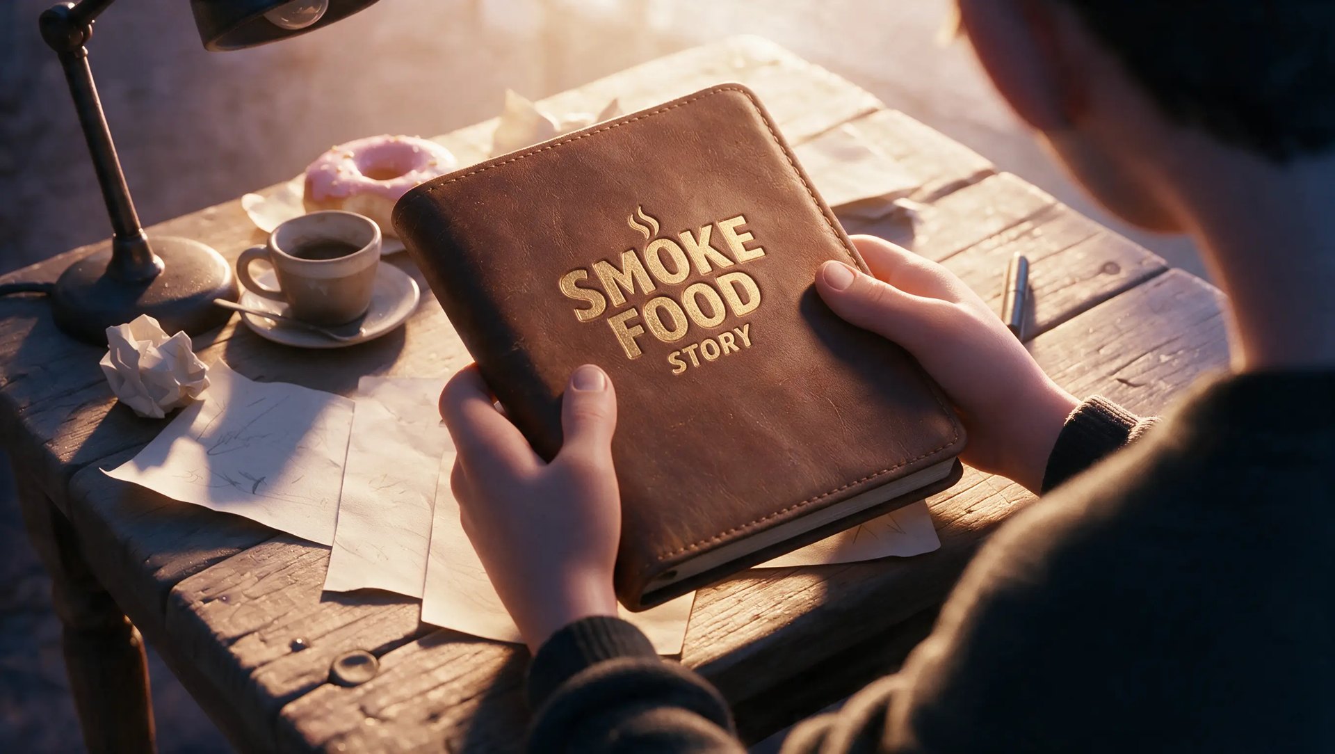 Руки держат книгу Smoke Food Story